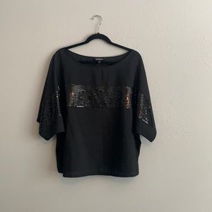 Express Black Top with Sequins